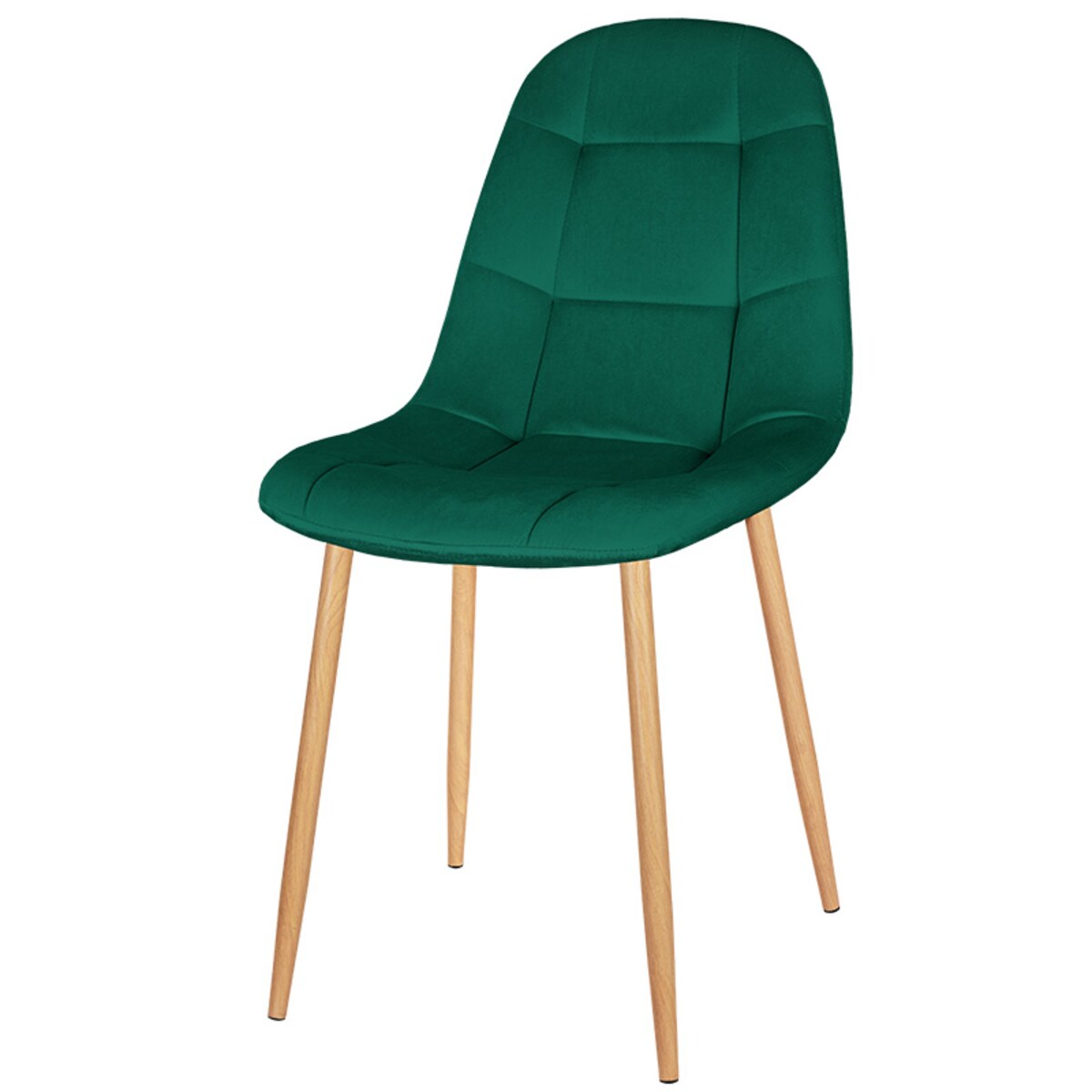 Krzesło tapicerowane do salonu jadalni welurowe pikowane nowoczesne zielone