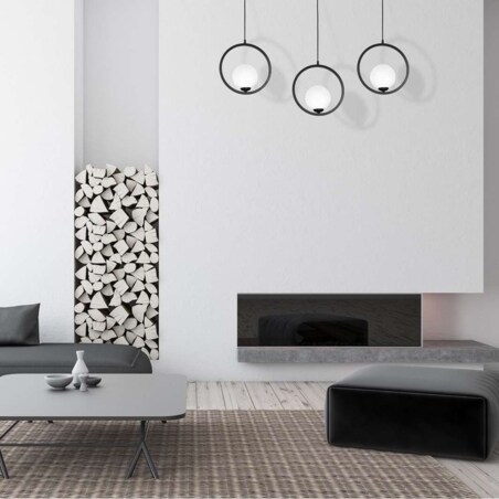 Wisząca LAMPA modernistyczna BOSTON MLP5593 Milagro metalowa OPRAWA okrągła ZWIS szklana kula ball czarna biała