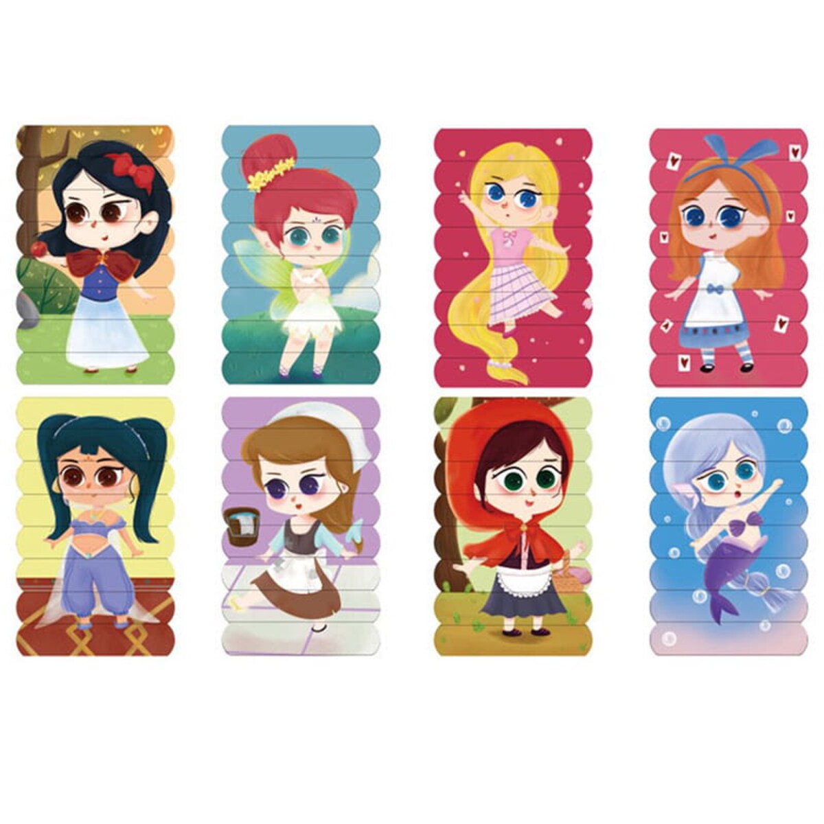 Puzzle drewniane Montessori - Lodowe patyczki Księżniczki