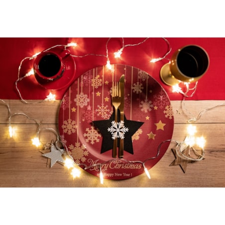 Pokrowiec na sztućce Świateczny 6 szt Gwiazda Czarna