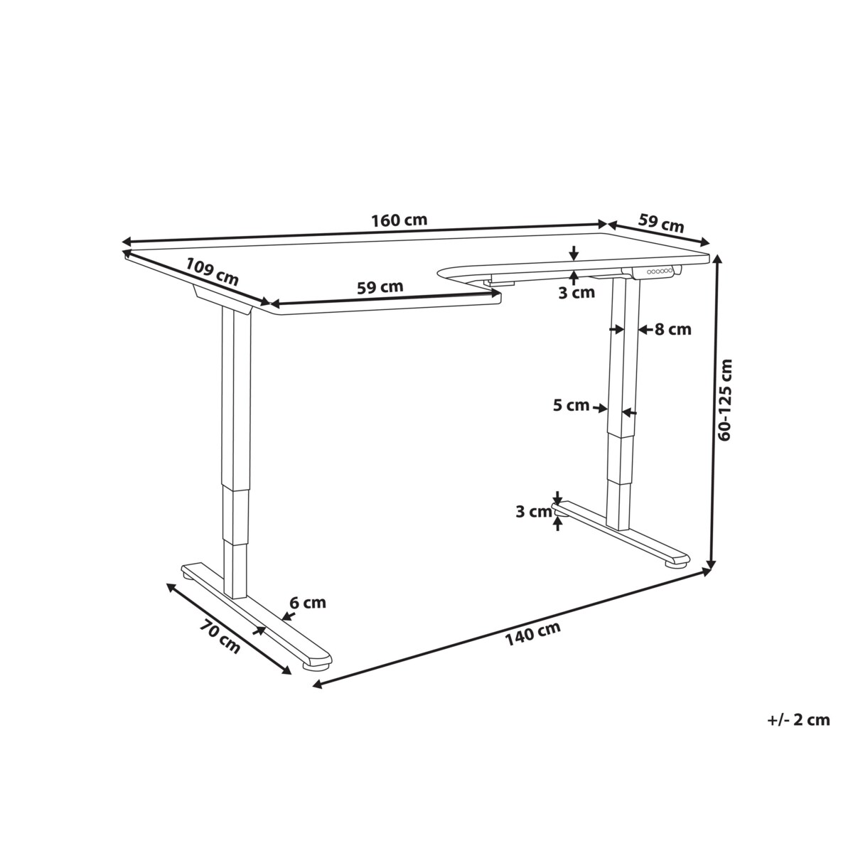 Biurko regulowane Elektryczny Lewostronny Biały DESTINES
