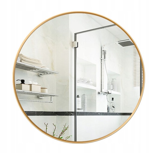 Lustro okrągłe ścienne łazienkowe złote 80cm salon sypialnia industrialne