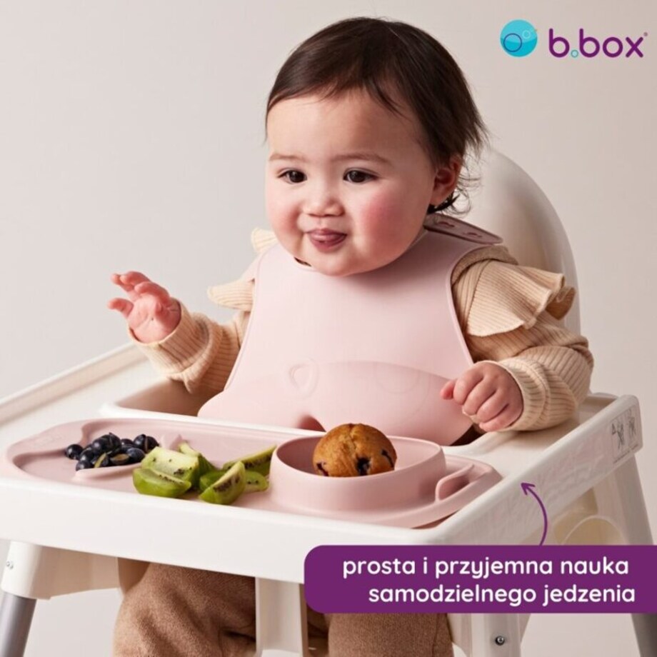 Zwijana mata BLW do nauki samodzielnego jedzenia dla dzieci błękit roll + go, b.box