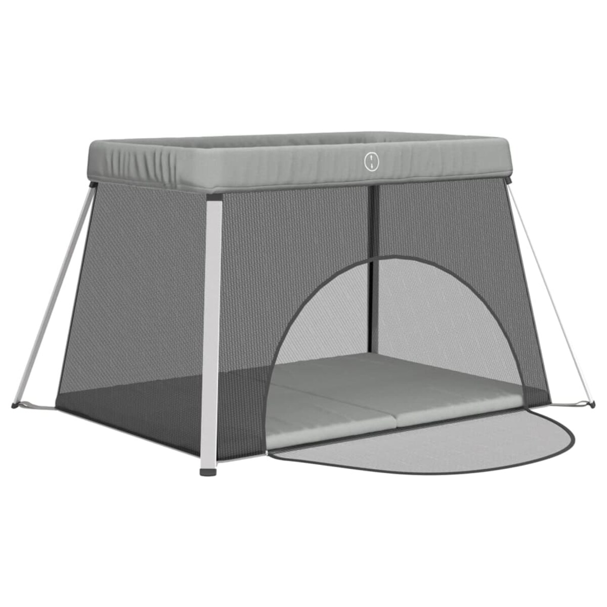 vidaXL Kojec dla dziecka z materacem, jasnoszary, lniana tkanina