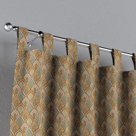 Zasłona na szelkach 1 szt. 130x260 beżowo-zielony motyw roślinny