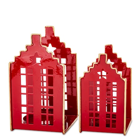 Świecznik metalowy 2 szt. domek 17,5x10x10,5 cm PIROS