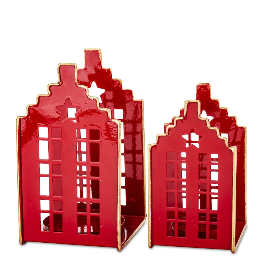Świecznik metalowy 2 szt. domek 17,5x10x10,5 cm PIROS
