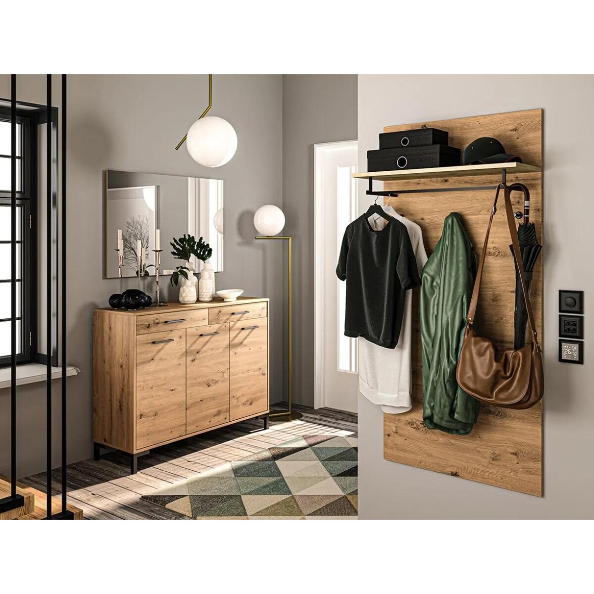 Lustro wiszące NIKOLA 103x69 dąb artisan