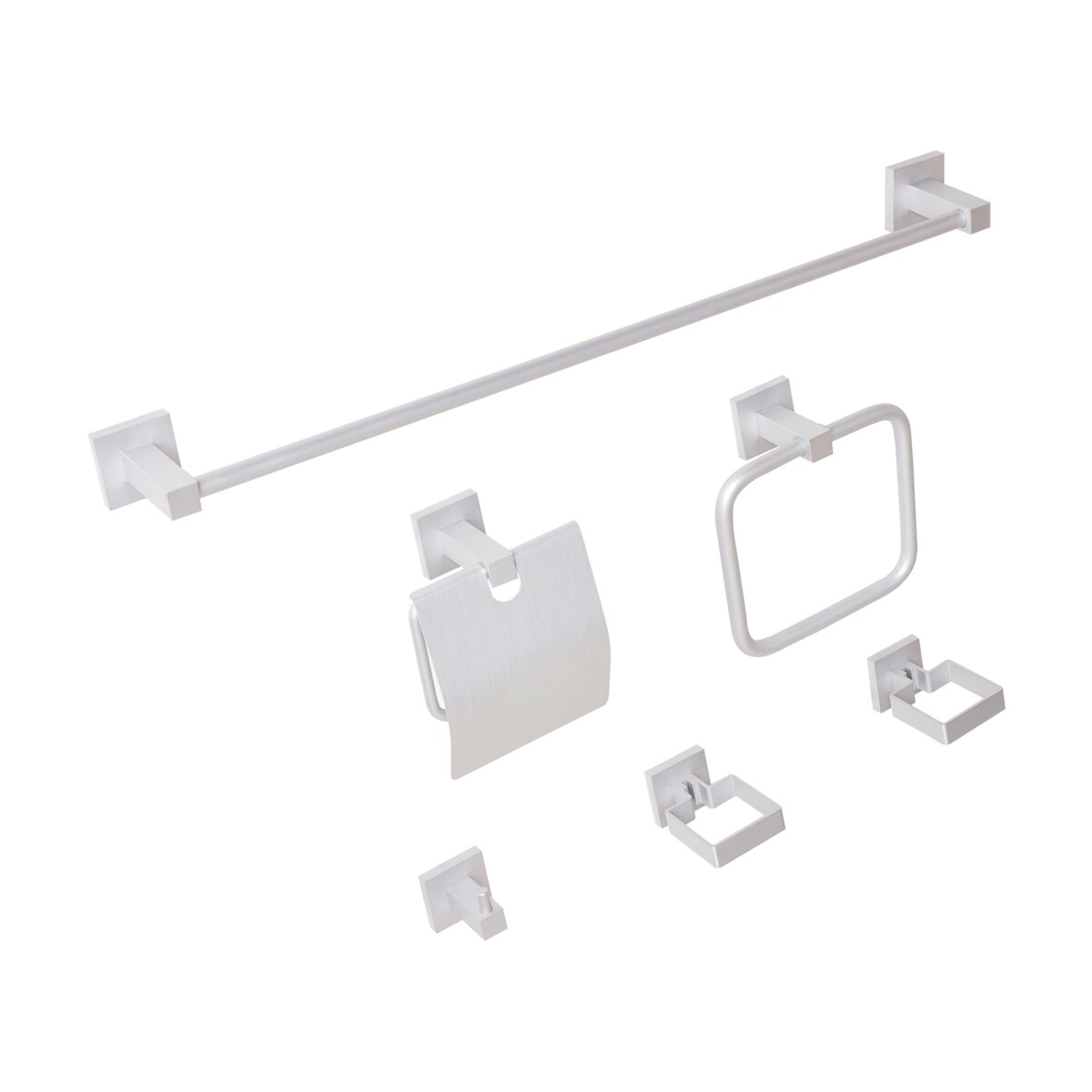 Zestaw akcesoriów toaletowych 6 elementów UVITA Z uchwytami i haczykami na ręczniki Srebrny