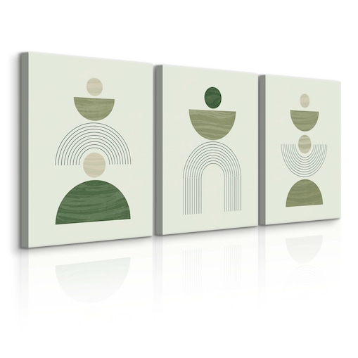 3x Obraz Do Sypialni Set Zielone Misy Abstrakcja Styl Boho Minimalizm 30x40cm