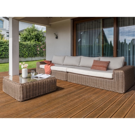 Duży zestaw wypoczynkowy dla 6 osób Technorattan Brązowy PALERMO