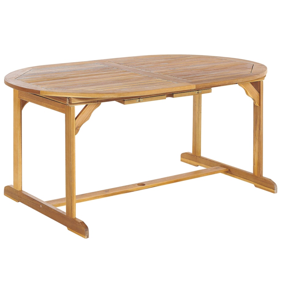 Zestaw ogrodowy drewniany stół i 8 krzeseł z poduszkami złamana biel MAUI II