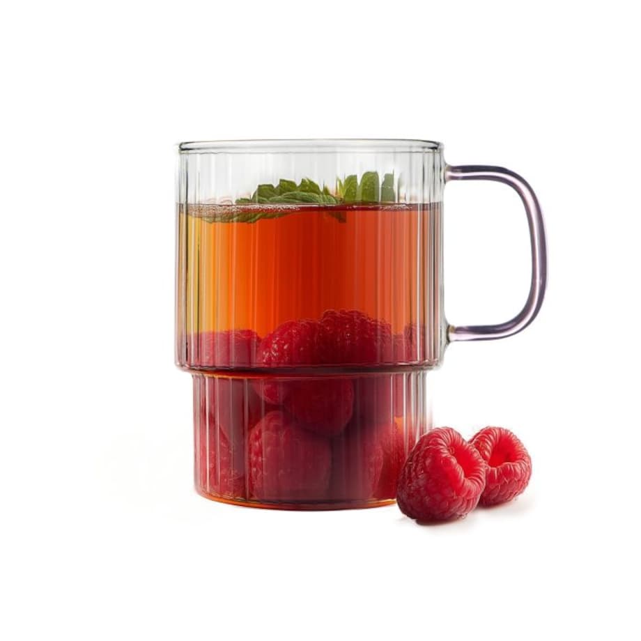 Dwie szklanki ryflowane z różowym uchem 350ml Livio 1821
