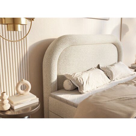 Łóżko ROSSINI z materacem, tkanina quella- ecru- styl skandynawski