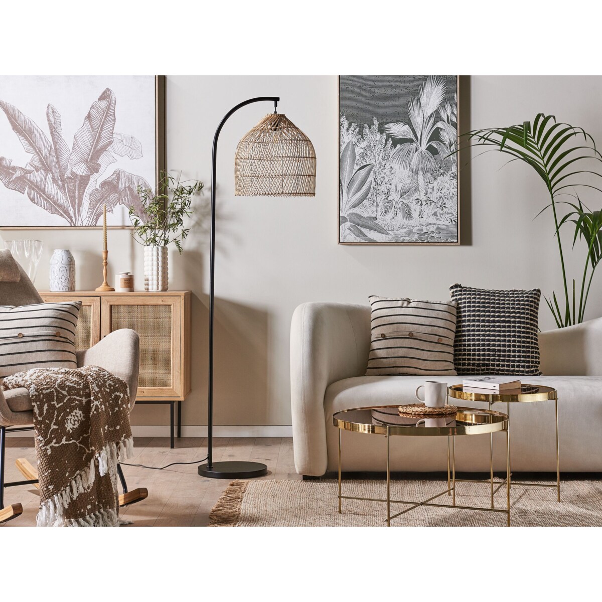 Lampa podłogowa rattanowa naturalna BERNICA