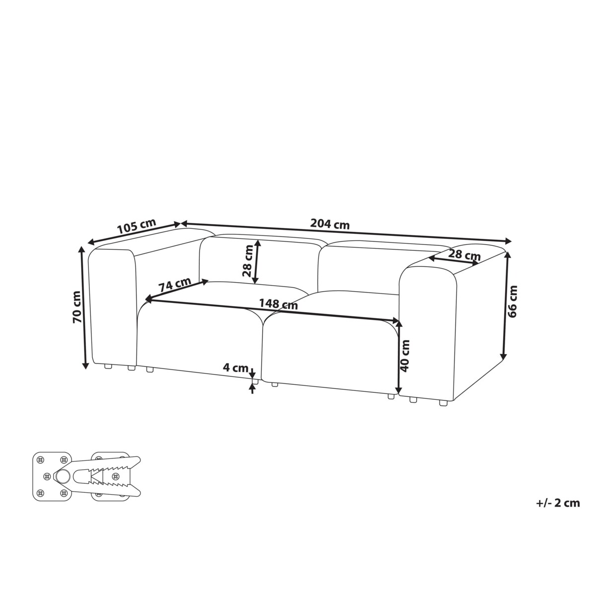 Sofa modułowa FALSTERBO Welur Beżowy dla 2 osób