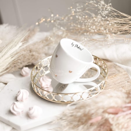 Biały kubek porcelanowy 300 ml - napis hej piękna na urodziny dla niej