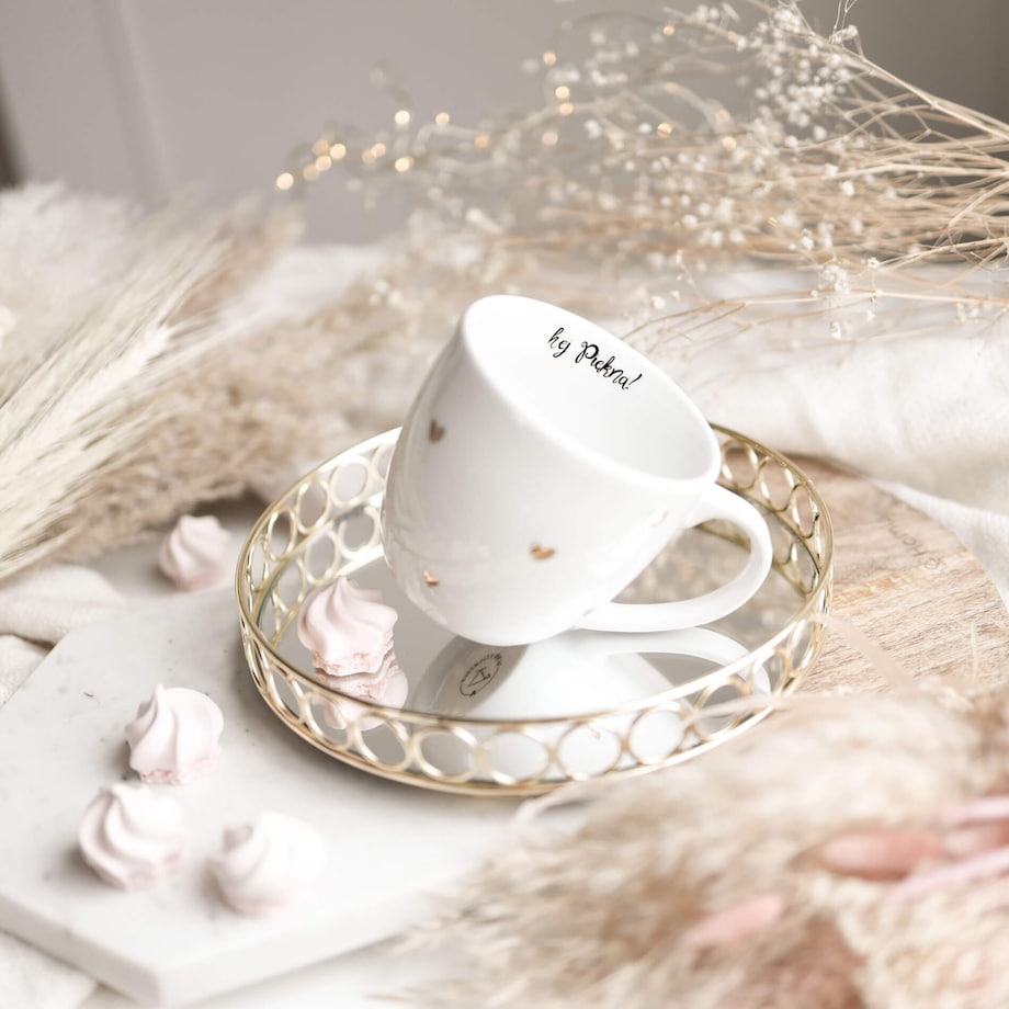 Biały kubek porcelanowy 300 ml - napis hej piękna na urodziny dla niej