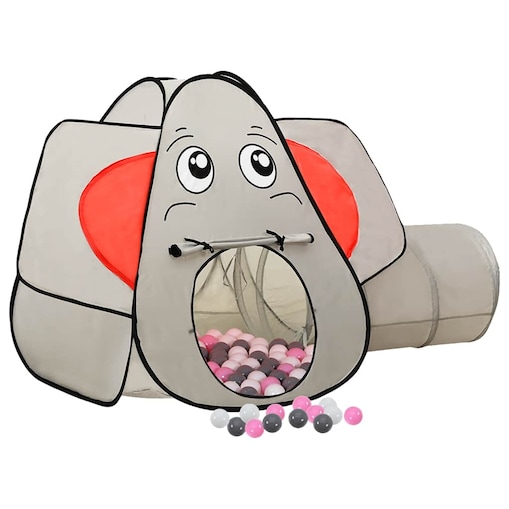 vidaXL Namiot w kształcie słonia, z 250 piłkami, szary, 174x86x101 cm