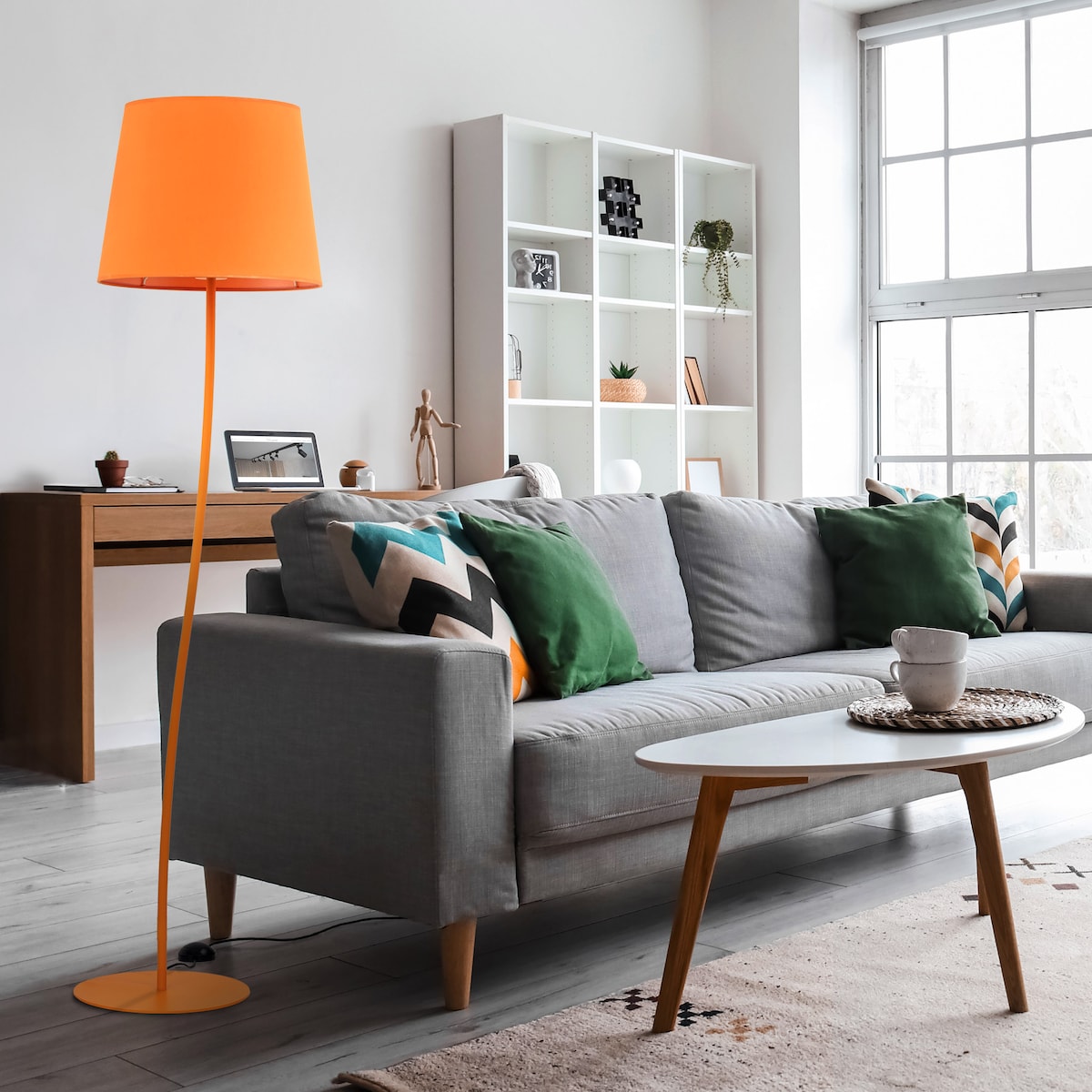 Lampa podłogowa TK Lighting NICOLA ORANGE 6644 pomarańczowa E27 150 cm do salonu i sypialni