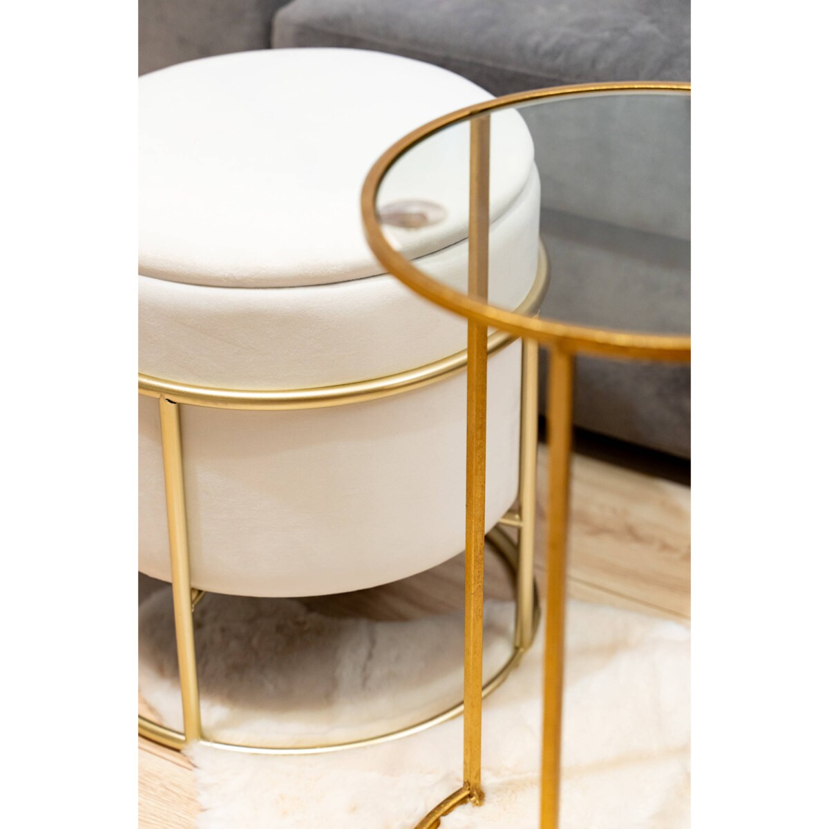 Pufa ze schowkiem ELIANE, okrągła