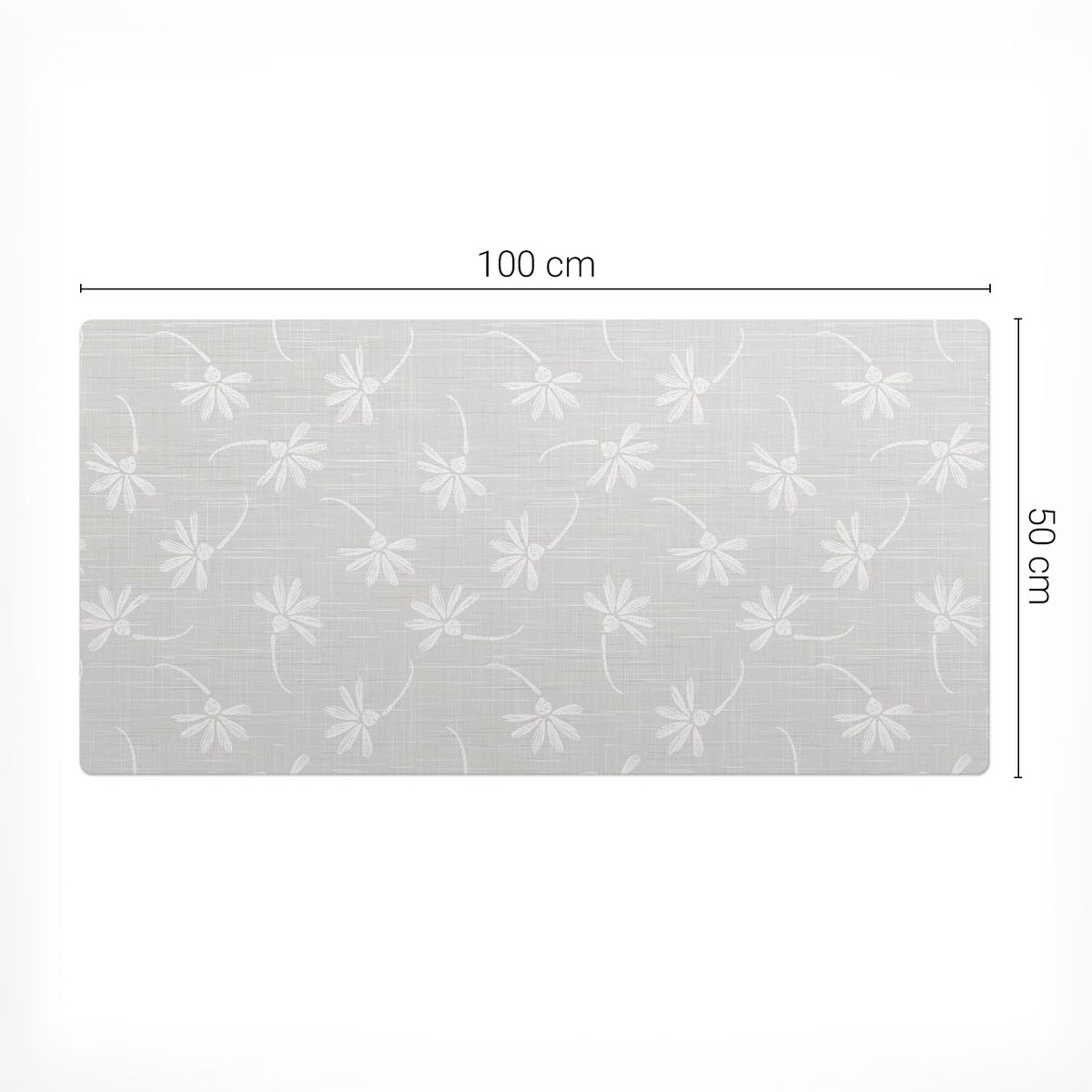 Szara mata na biurko Kwiatowy wzór na tkaninie, 100x50 cm