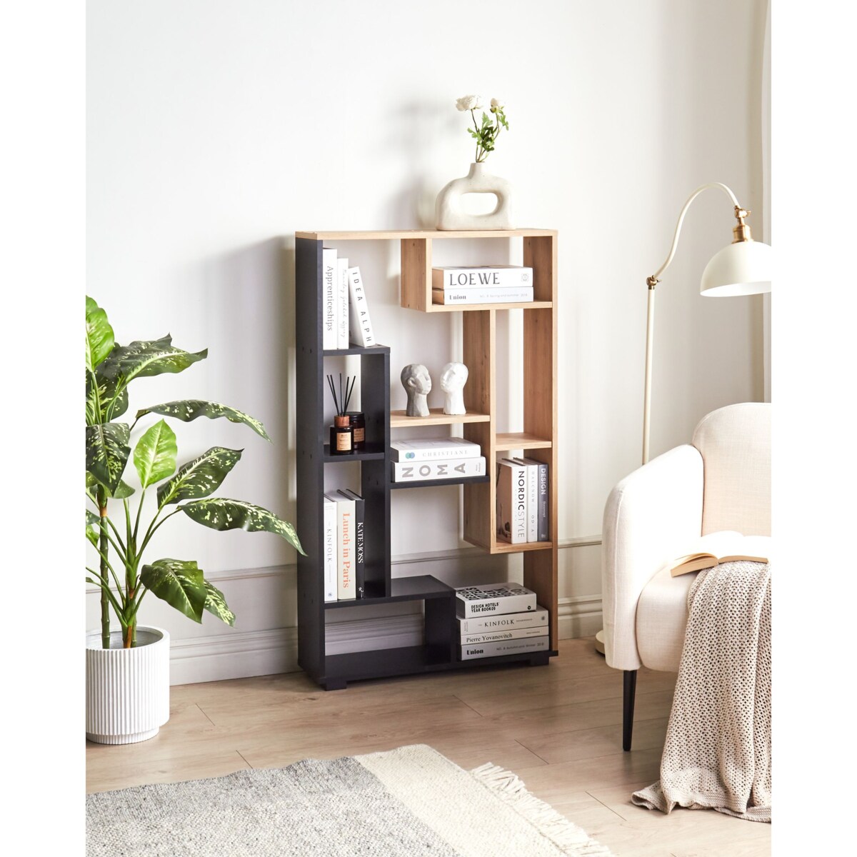 Regał ALMA Jasne drewno z czarnym