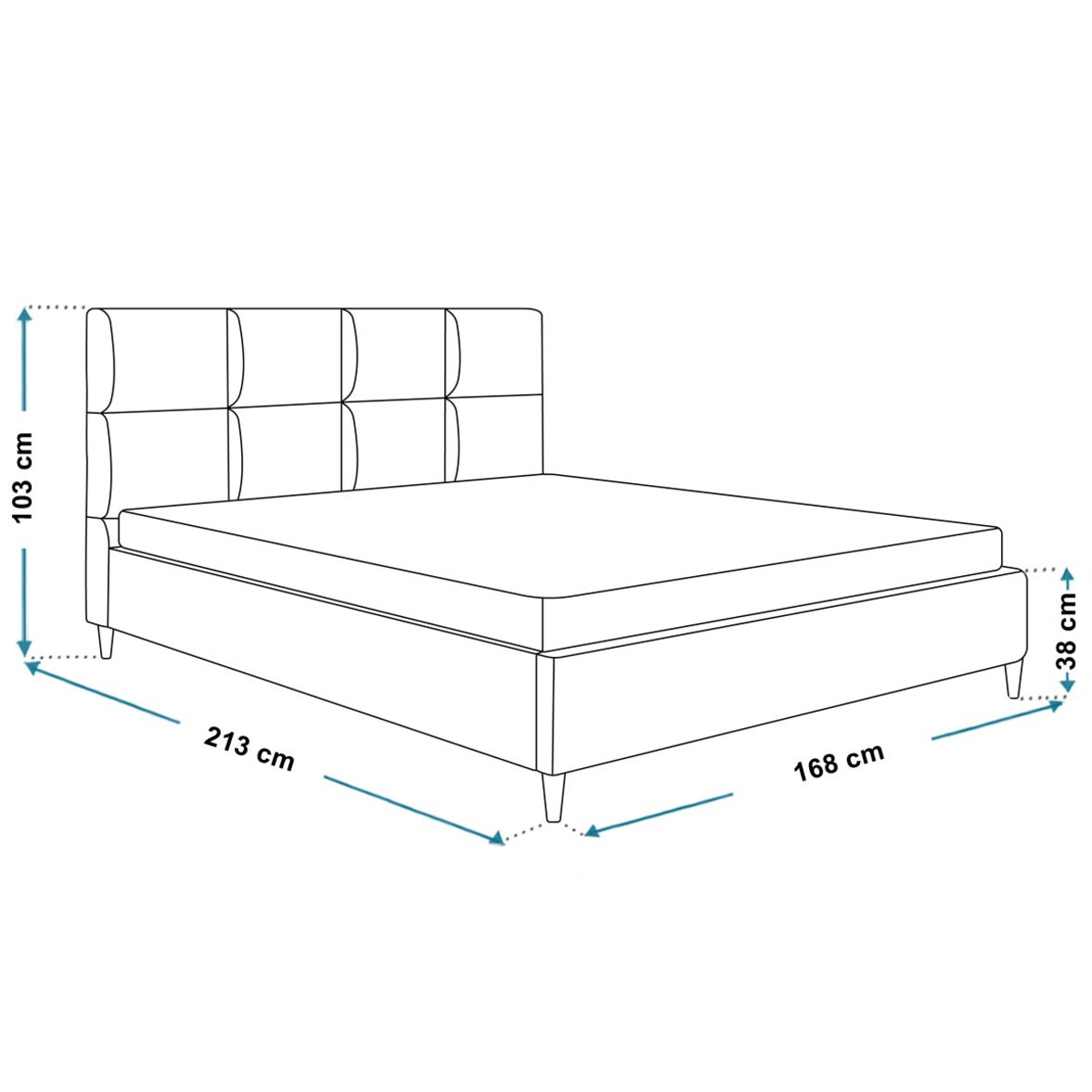 Łóżko tapicerowane 160x200 LUXO 1 na wysokich nogach - beżowe