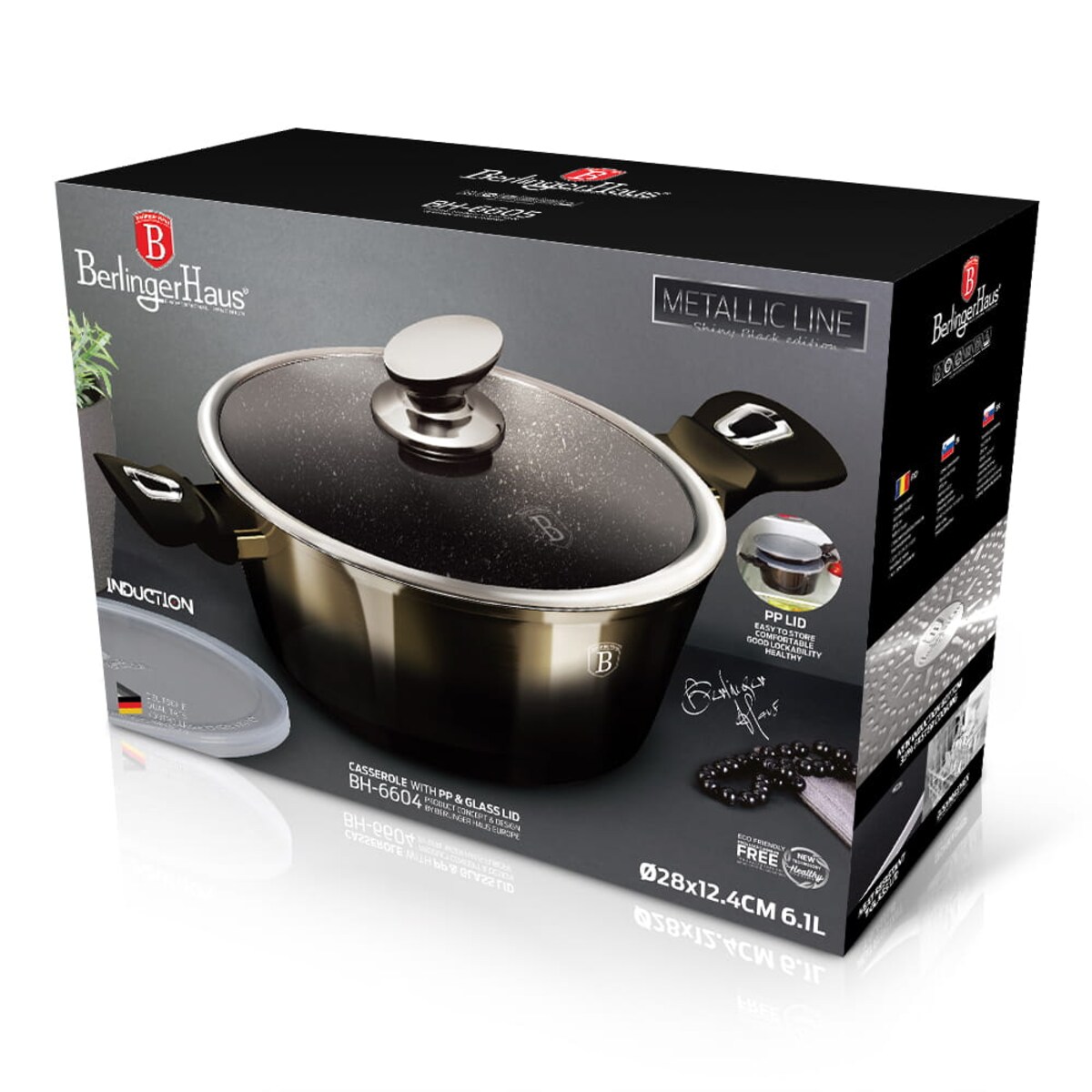 Garnek z powłoką granitową 6.1L 28cm BERLINGER HAUS Shiny Black