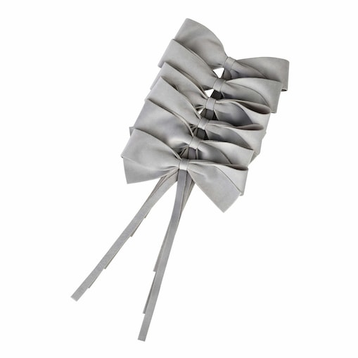 Aksamitne kokardki Gray Bows - 6 sztuk