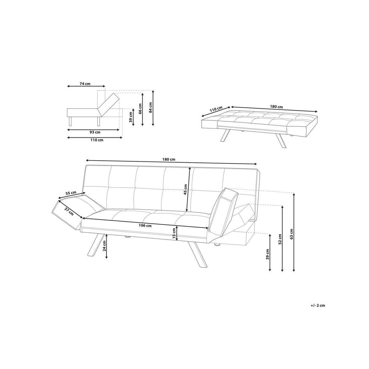 Sofa rozkładana granatowa BRISTOL