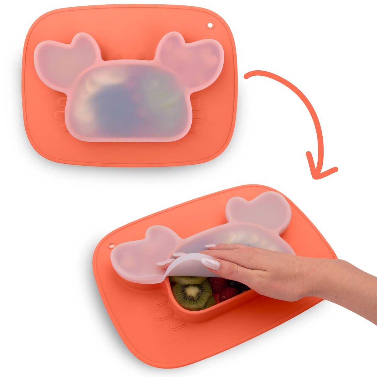 Talerzyk dla dziecka silikonowy do karmienia Krab czerwony Ricokids