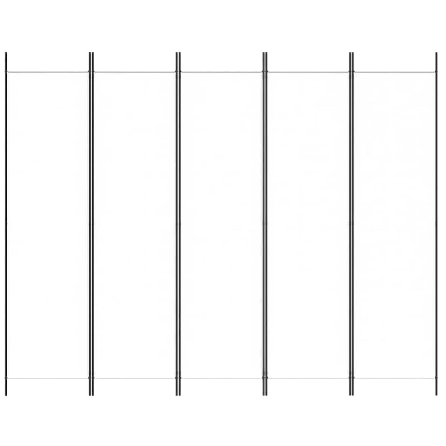vidaXL Parawan 5-panelowy, biały, 250x200 cm, tkanina