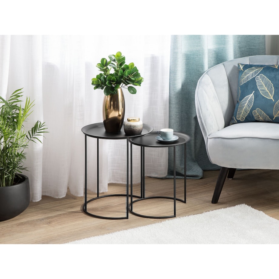 Zestaw 2 stolików pomocniczych TWINS Metal Czarny