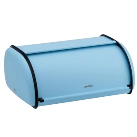 Chlebak stalowy mały 36cm niebieski matowy pojemnik na chleb pieczywo bułki KINGHOFF