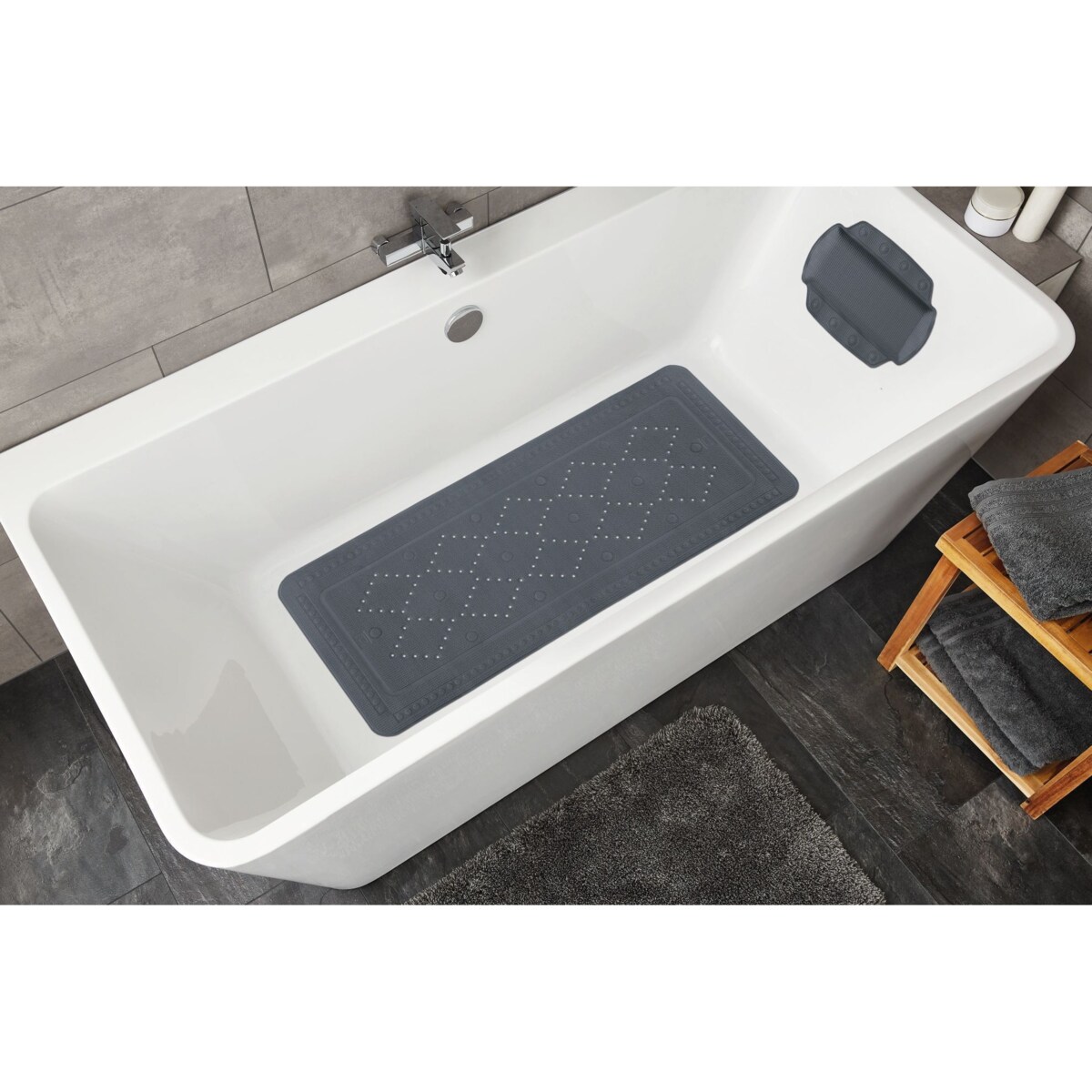 Kleine Wolke Arosa Poduszka do wanny ciemny szary 32x 22 cm