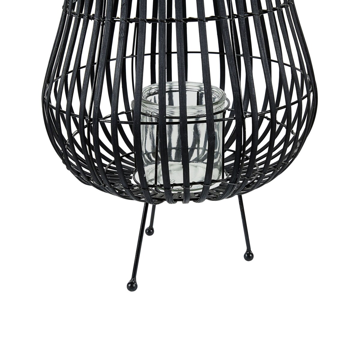 Lampion drewniany 44 cm czarny BERKNER