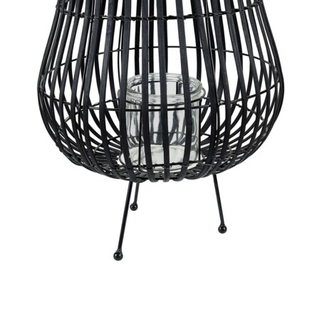 Lampion drewniany 44 cm czarny BERKNER