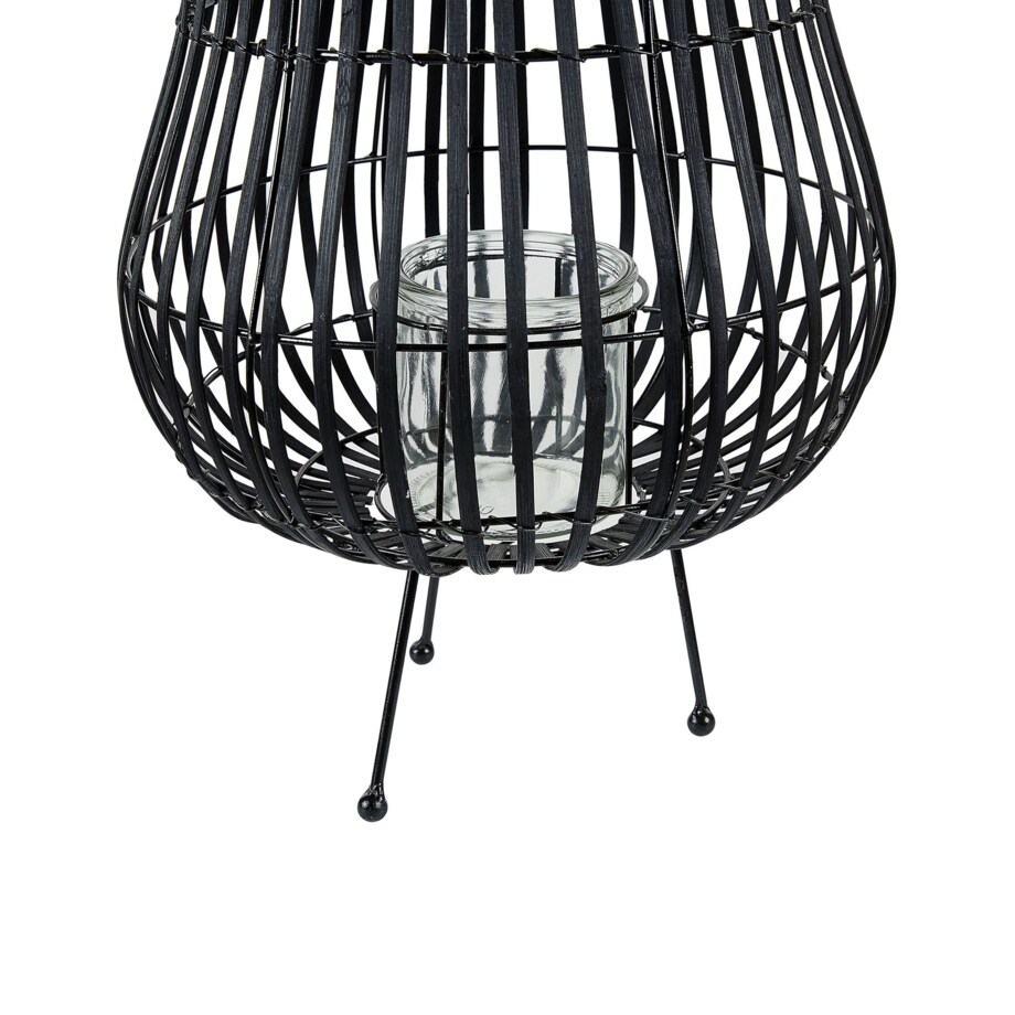Lampion drewniany 44 cm czarny BERKNER