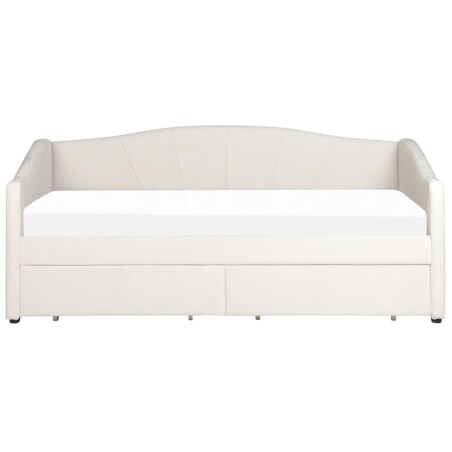 Łóżko dzienne tapicerowane 90 x 200 cm jasnobeżowe VITTEL