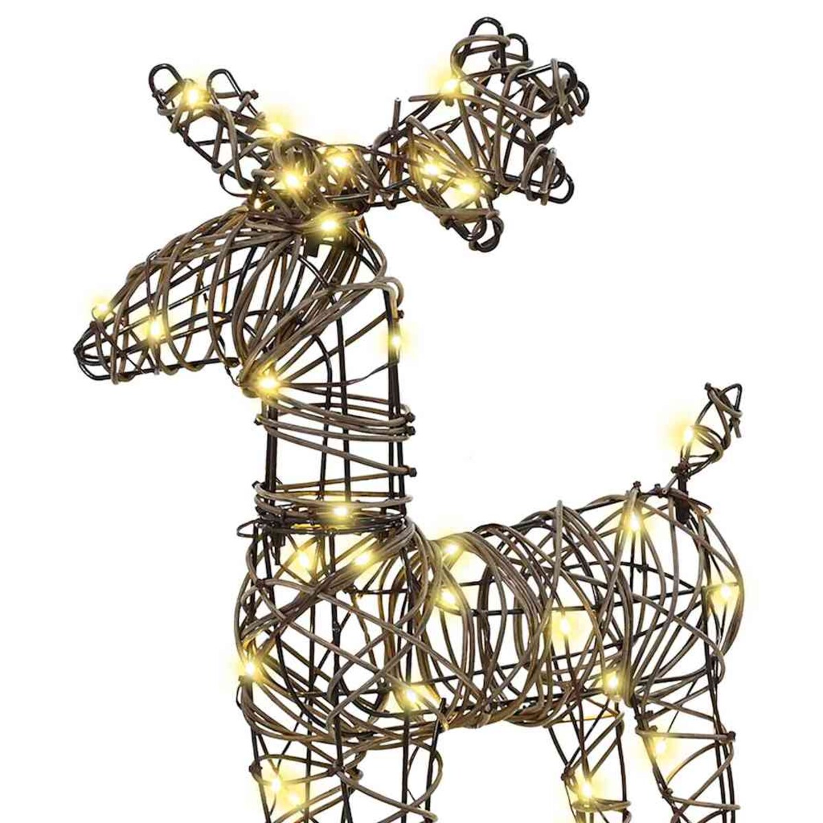 vidaXL Renifer ciągnący sanie Ciepła biel 52.5 x 28 x 32.5 cm rattan