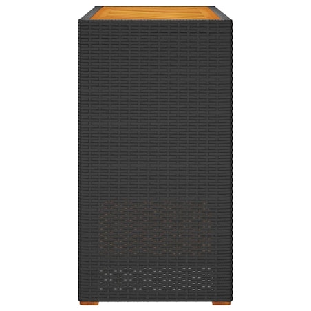 vidaXL Stolik ogrodowy z drewnianym blatem, czarny, 100x40x75 cm