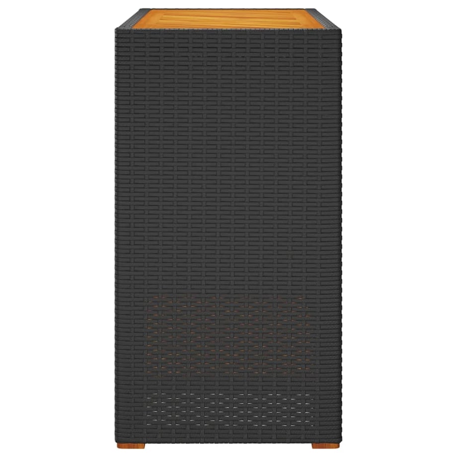 vidaXL Stolik ogrodowy z drewnianym blatem, czarny, 100x40x75 cm