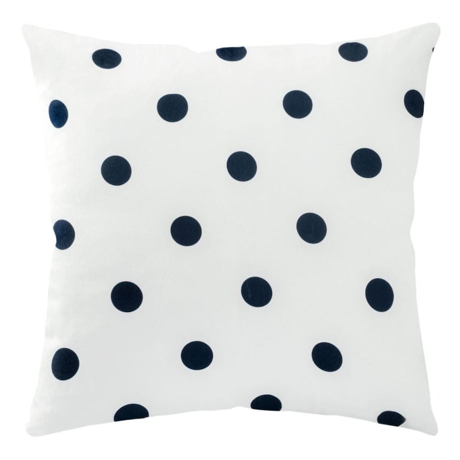 Poszewka dekoracyjna 43x43 biała w granatowe kropki