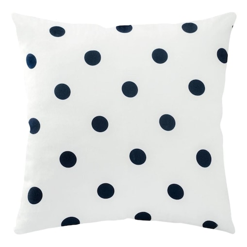 Poszewka dekoracyjna 43x43 biała w granatowe kropki