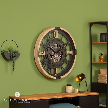 Duży zegar ścienny z widocznym mechanizmem KENT, Ø 80 cm