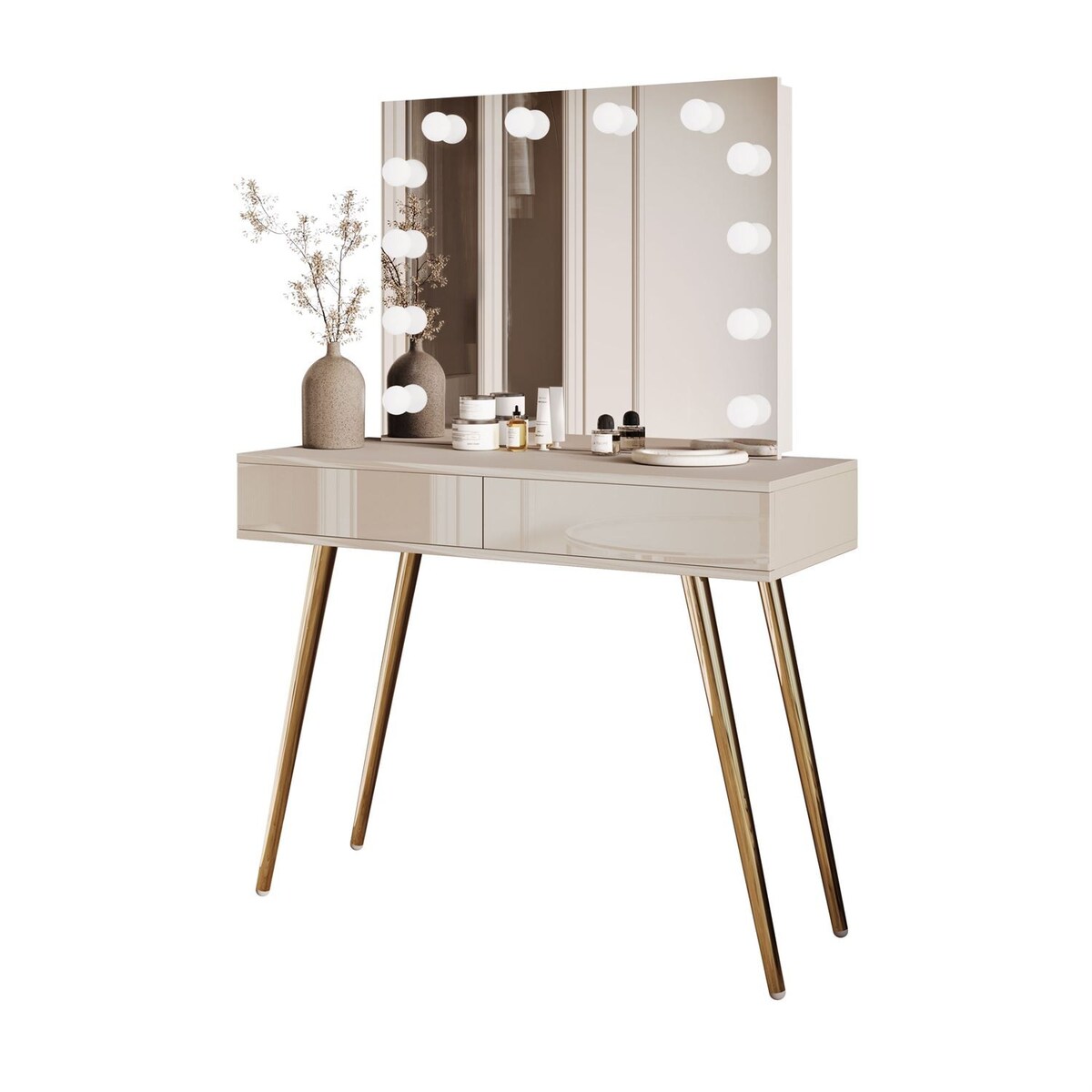 Toaletka SIENNA GOLD ELITE na skośnych nóżkach, push-to-open