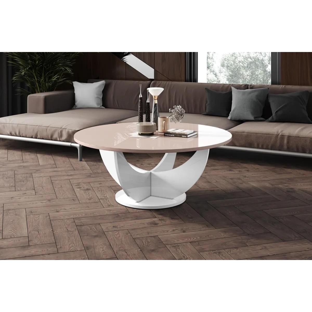 Ława CAPRI 100x100 cappucino połysk/biały połysk