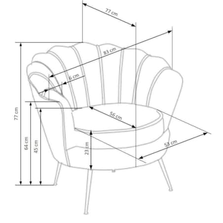 FOTEL MUSZELKA Florecja GRANATOWY welwet złota podstawa