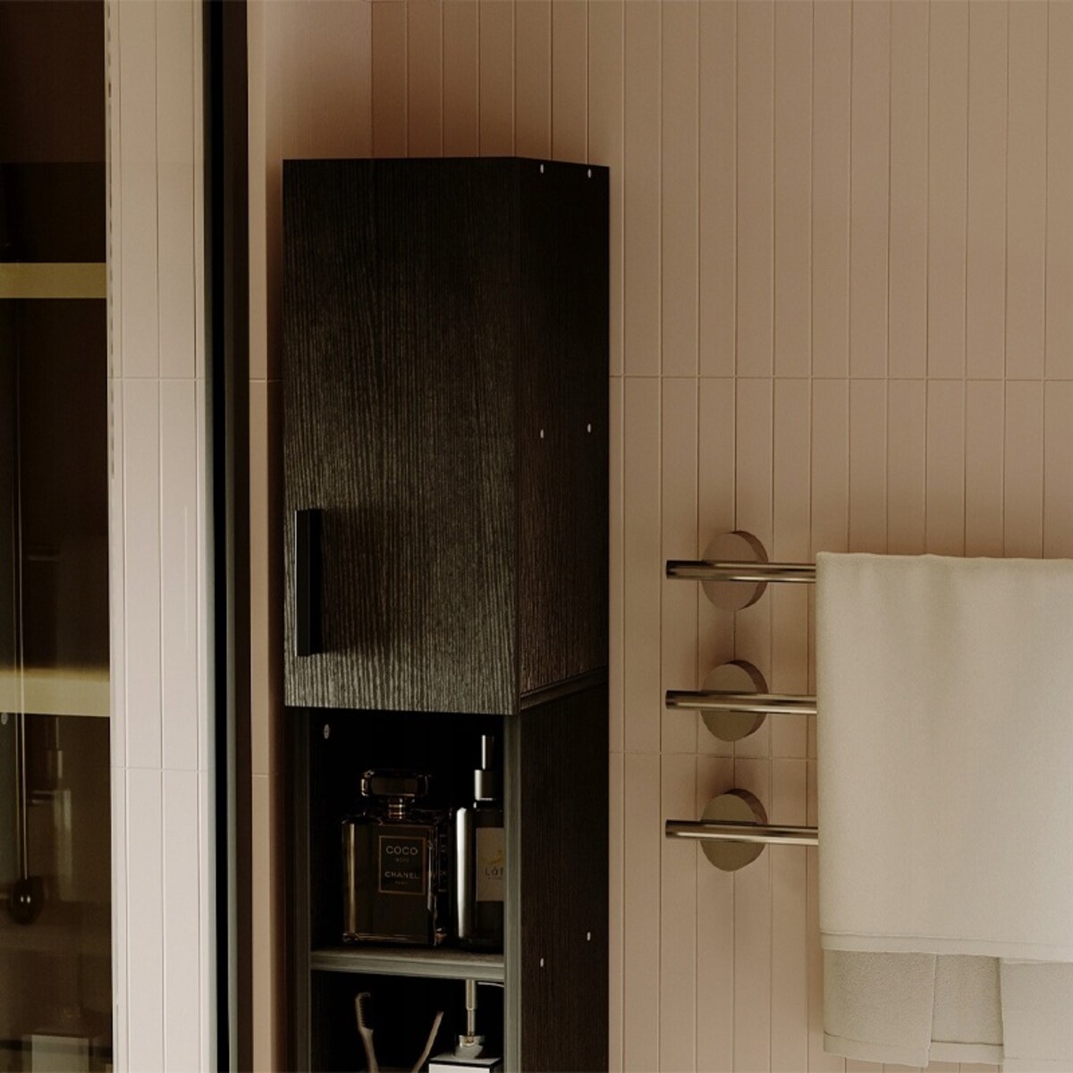 Regał łazienkowy stojący szafa czarny loft szafka półka słupek wysoki 182cm